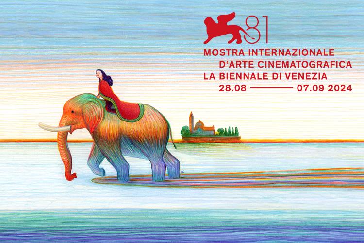 AN ELEPHANT IN THE LAGOON IS THE IMAGE OF THE OFFICIAL POSTER FOR THE BIENNALE CINEMA 2024